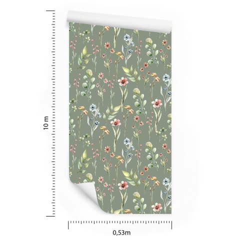 Tapeta Do Salonu Wiosenne Kwiaty Polne Liście 3D