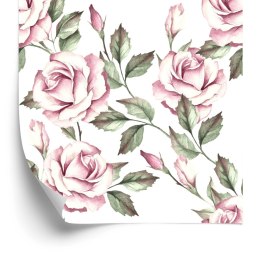 Tapeta Jasne Róże Z Liśćmi