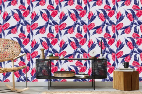 Tapeta Malowane Bukiety Tulipanów