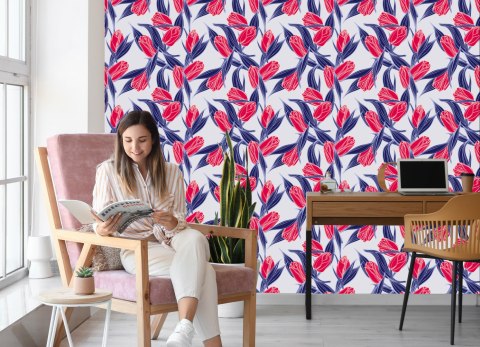 Tapeta Malowane Bukiety Tulipanów