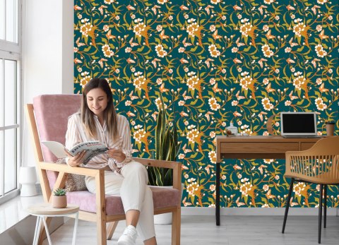 Tapeta Motyle Z Kwiatami