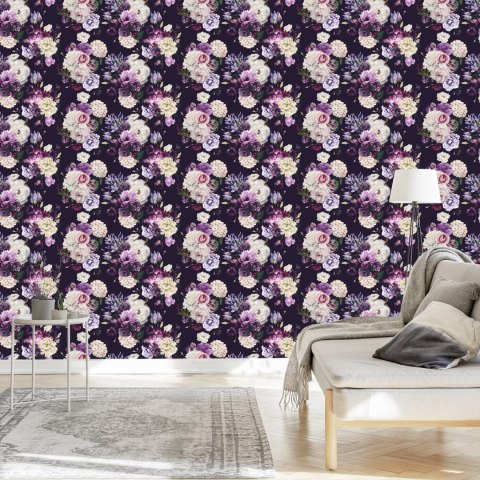 Tapeta Piwonie W Odcieniach Fioletu