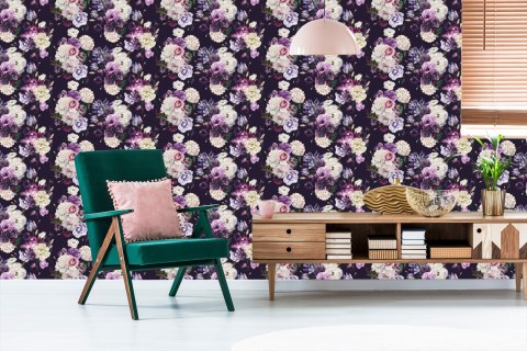 Tapeta Piwonie W Odcieniach Fioletu