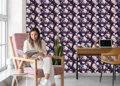 Tapeta Piwonie W Odcieniach Fioletu