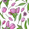 Tapeta Rysowane Kwitnące Tulipany