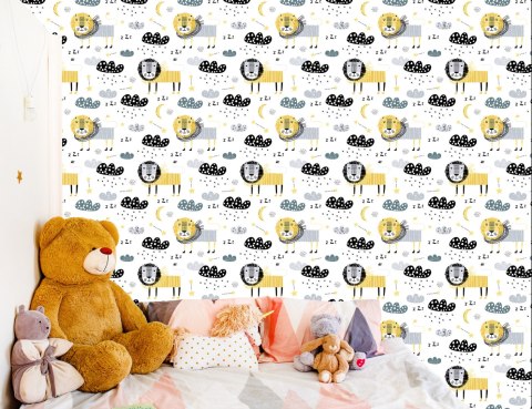 Tapeta Dla Chłopca, Lwy, Chmury, Księżyce