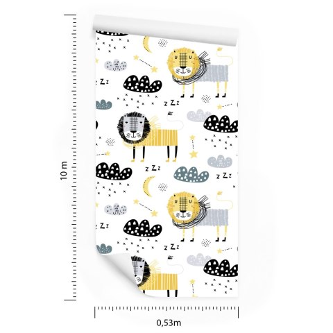 Tapeta Dla Chłopca, Lwy, Chmury, Księżyce