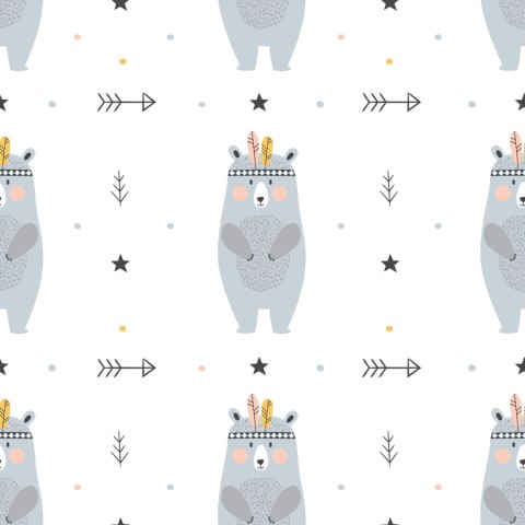 Tapeta Dla Chłopca, Niedźwiedzie, Kropki, Gwiazdki