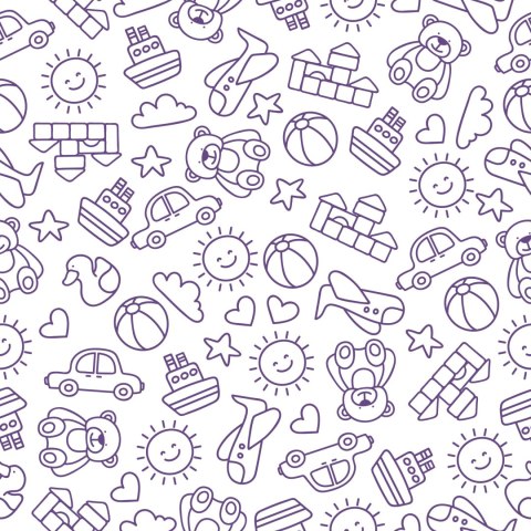 Tapeta Dla Dzieci - Autka,Słoneczka,Misie