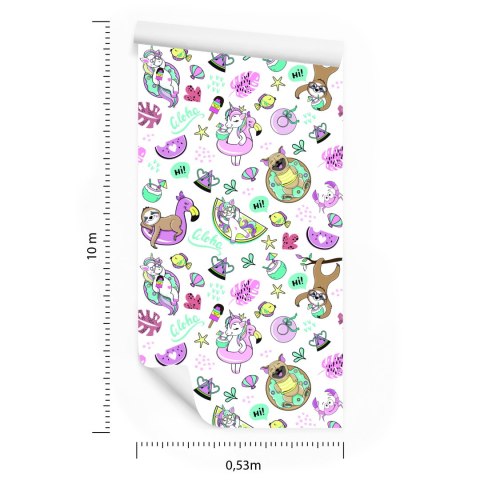 Tapeta Dla Dzieci - Jednorożce I Przyjaciele Na Wakacjach