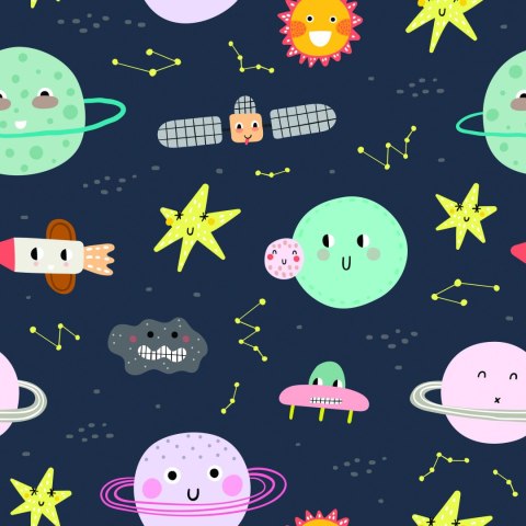 Tapeta Dla Dzieci - Kosmos W Stylu Skandynawskim
