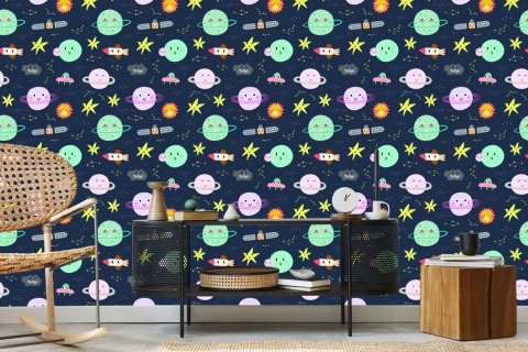 Tapeta Dla Dzieci - Kosmos W Stylu Skandynawskim