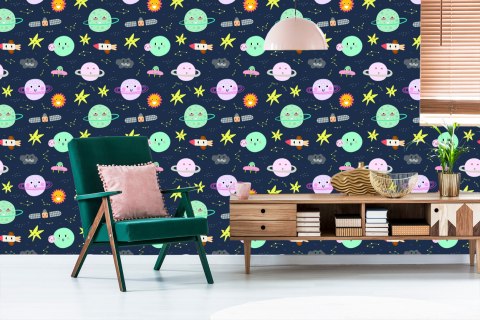 Tapeta Dla Dzieci - Kosmos W Stylu Skandynawskim