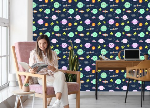 Tapeta Dla Dzieci - Kosmos W Stylu Skandynawskim