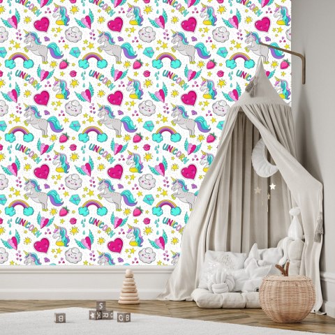 Tapeta Dla Dzieci - Magiczne Kolorowe Jednorożce