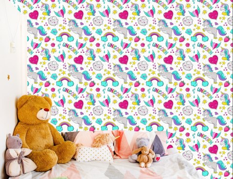 Tapeta Dla Dzieci - Magiczne Kolorowe Jednorożce