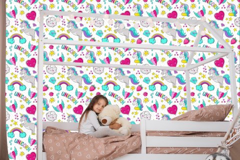 Tapeta Dla Dzieci - Magiczne Kolorowe Jednorożce