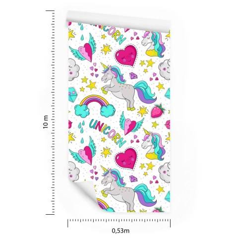 Tapeta Dla Dzieci - Magiczne Kolorowe Jednorożce