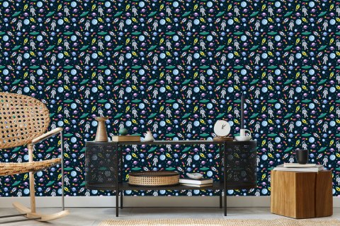 Tapeta Dla Dzieci - Planety, Astronauci, Rakiety I Ufo