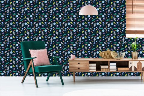 Tapeta Dla Dzieci - Planety, Astronauci, Rakiety I Ufo