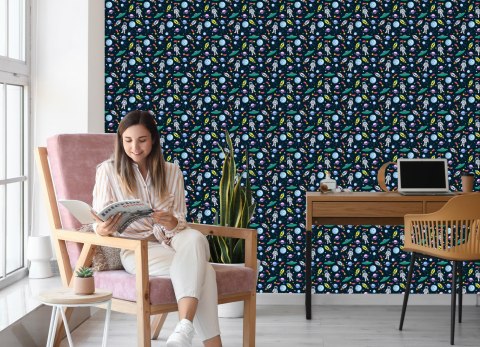 Tapeta Dla Dzieci - Planety, Astronauci, Rakiety I Ufo