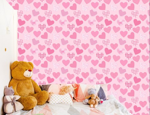 Tapeta Dla Dzieci - Różowe Serduszka