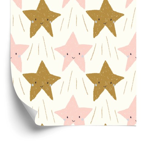 Tapeta Dla Dzieci - Śliczne Uśmiechnięte Gwiazdki