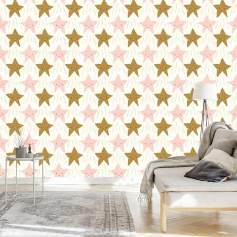 Tapeta Dla Dzieci - Śliczne Uśmiechnięte Gwiazdki