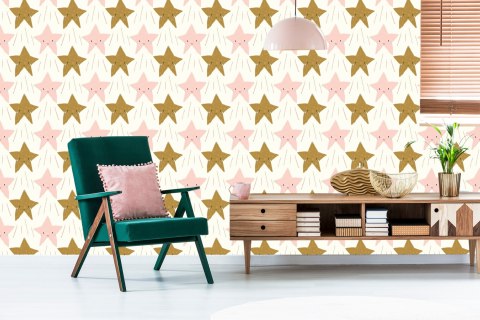 Tapeta Dla Dzieci - Śliczne Uśmiechnięte Gwiazdki