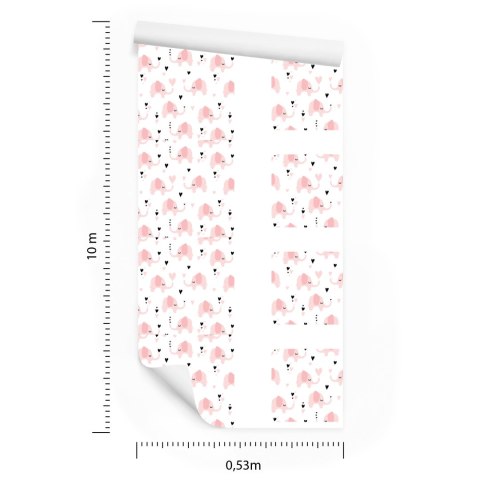 Tapeta Dla Dzieci - Słoniki I Serduszka