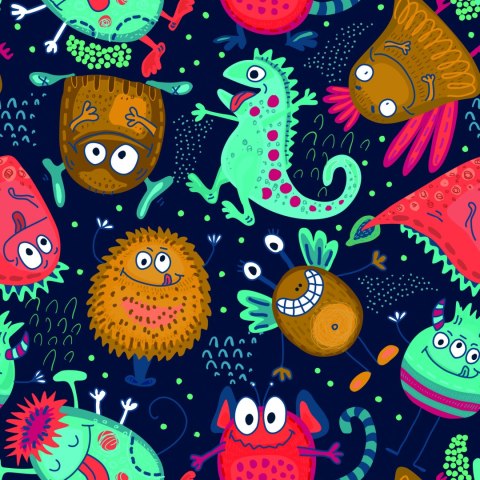 Tapeta Dla Dzieci - Zabawne Potworki I Kosmici