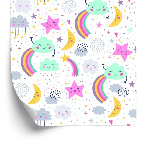 Tapeta Dla Dziewczynek Tęcza, Chmurki, Gwiazdki