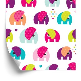 Tapeta Dla Dziewczynki, Kolorowe Słonie, Serduszka