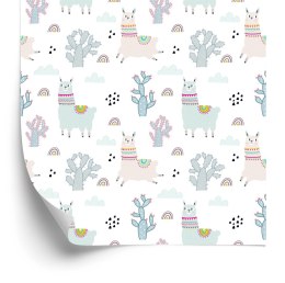 Tapeta Dla Dziewczynki Lamy Chmurki Tęcza