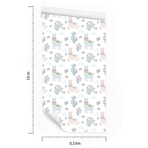 Tapeta Dla Dziewczynki Lamy Chmurki Tęcza