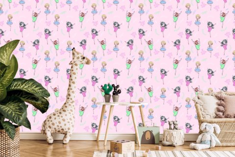 Tapeta Dla Dziewczynki Tancerki, Kwiaty, Zieleń