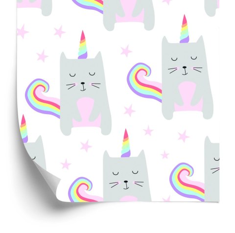 Tapeta Dla Dziewczynki Zwierzątka, Kotki, Gwiazdki