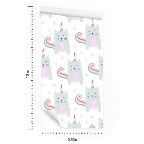 Tapeta Dla Dziewczynki Zwierzątka, Kotki, Gwiazdki