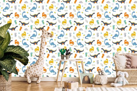 Tapeta Do Pokoju Chłopca Dinozaury Kwiaty