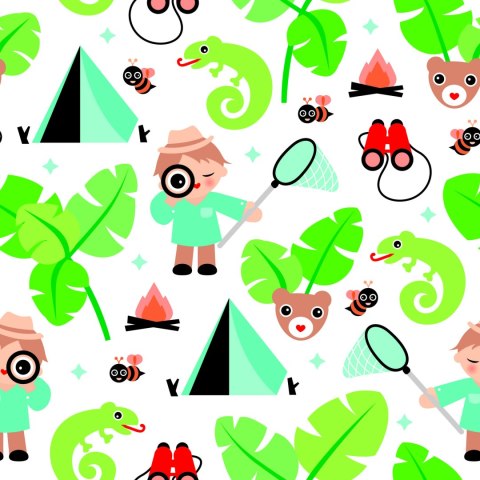 Tapeta Do Pokoju Chłopca Liście, Zieleń, Zwierzęta