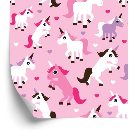 Tapeta Do Pokoju Dziewczynek Jednorożce, Serduszka