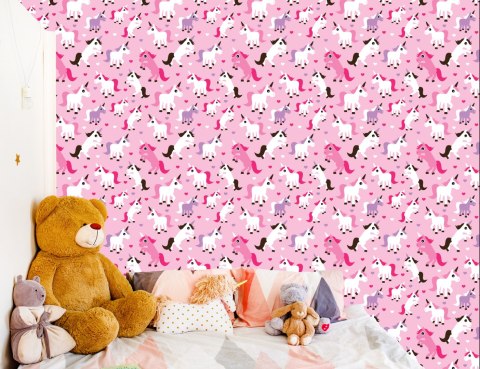 Tapeta Do Pokoju Dziewczynek Jednorożce, Serduszka