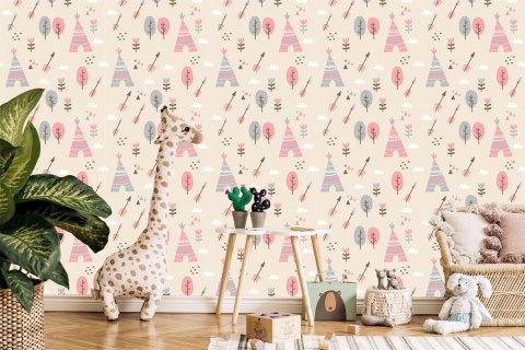 Tapeta Do Pokoju Dziewczynki Drzewa Kwiaty