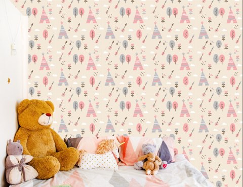 Tapeta Do Pokoju Dziewczynki Drzewa Kwiaty