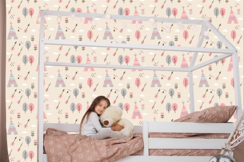 Tapeta Do Pokoju Dziewczynki Drzewa Kwiaty