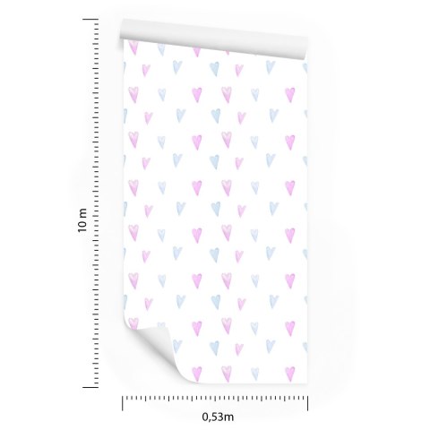 Tapeta Do Pokoju Dziewczynki Małe Pastelowe Serca