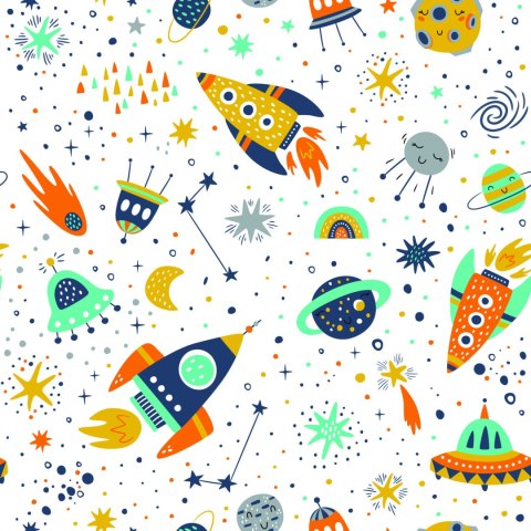 Tapeta Dziecięca Planety Statki Kosmiczne Kosmos