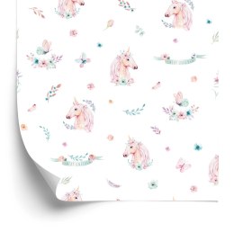 Tapeta Jednorożce Wśród Kwiatów I Motyli