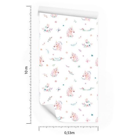 Tapeta Jednorożce Wśród Kwiatów I Motyli