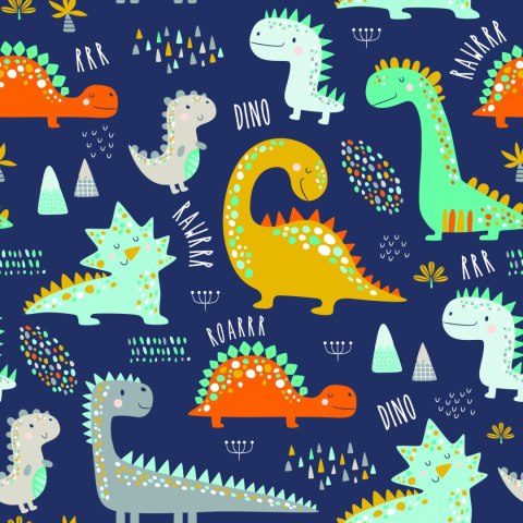Tapeta Kolorowe Dinozaury Zwierzęta, Pokój Chłopca